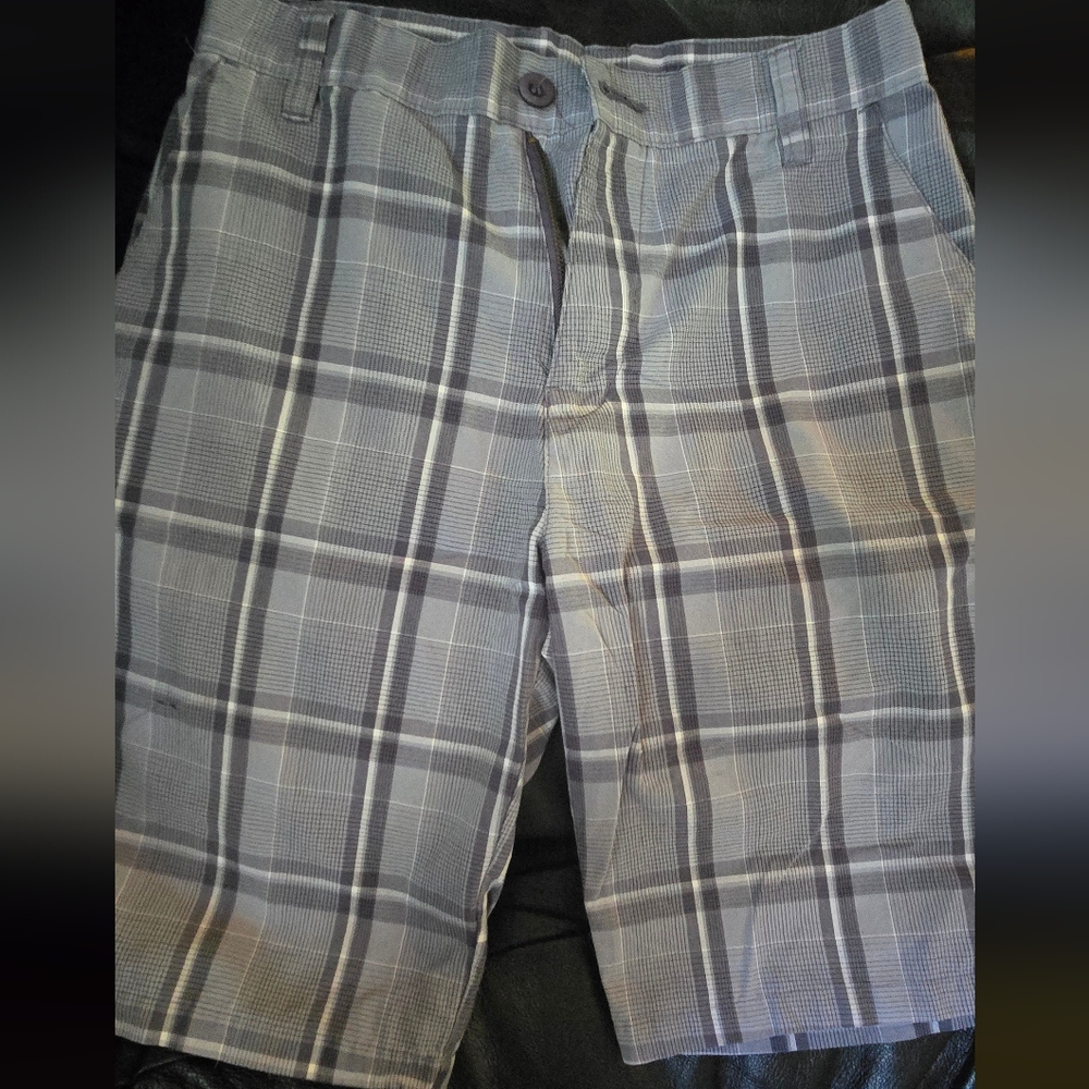 Burnside Gray/Blue Flat Front Long Shorts Lightweight Skate Cool 26" M - Picture 4 of 10